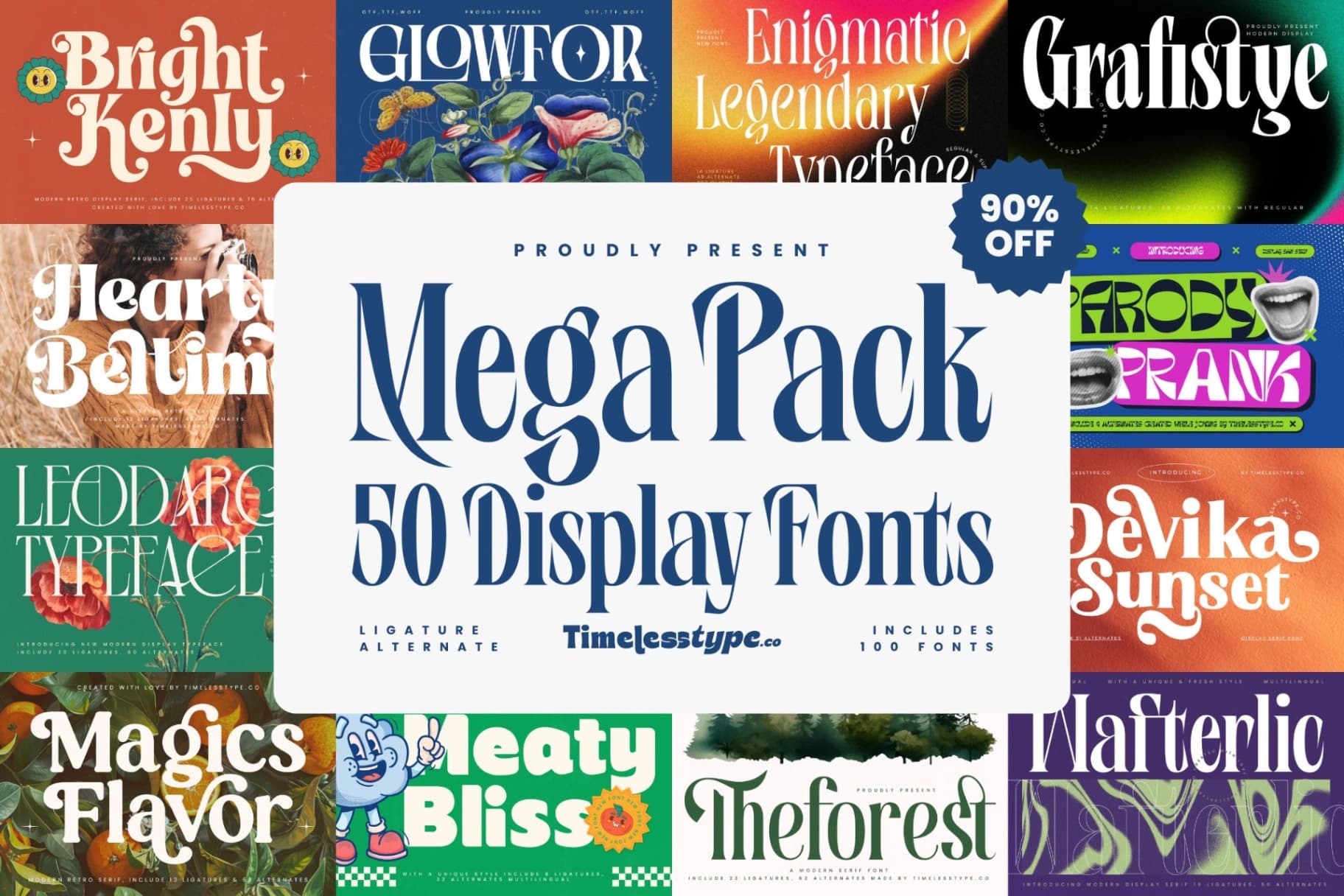 Preview of Mega Pack 50 Display Fonts font