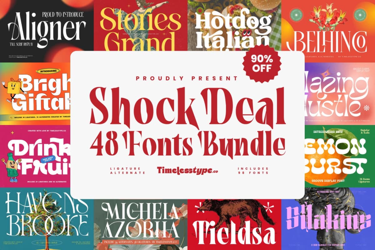 Shock Deal 48 Fonts Bundle font preview