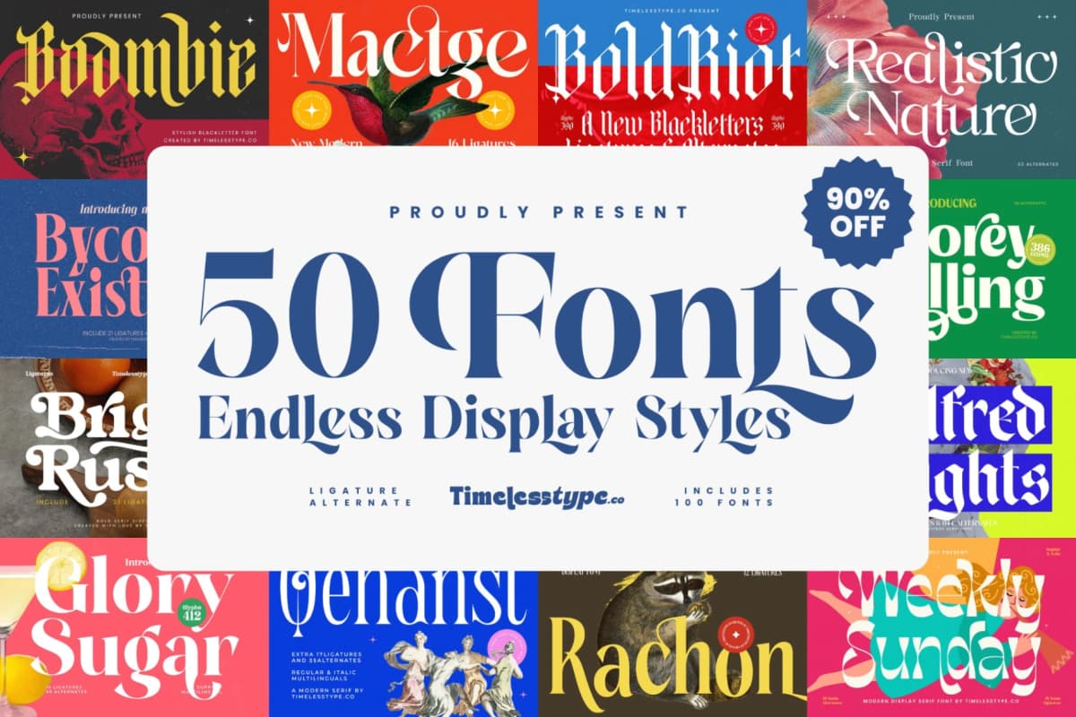 Preview of 50 Fonts Endless DIsplay Styles font