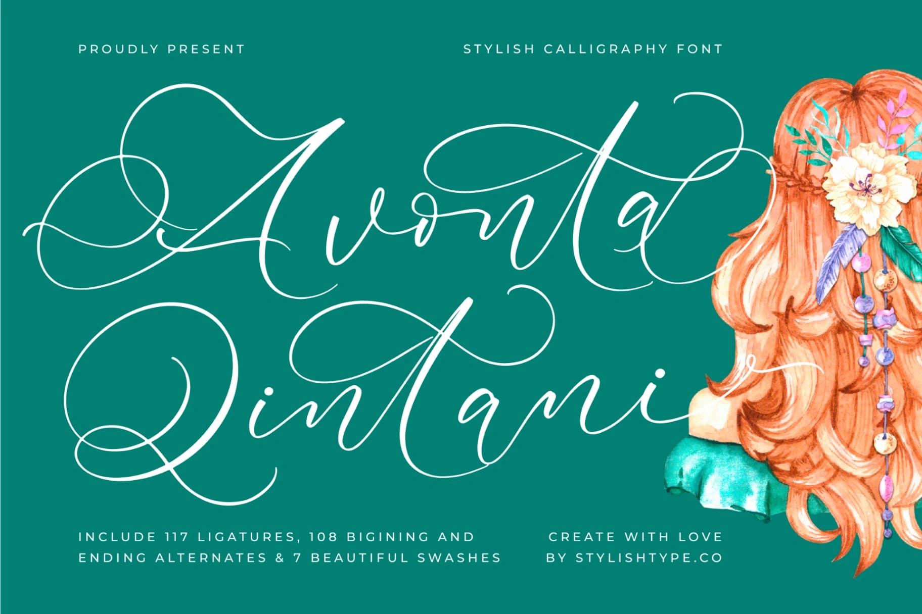 Preview of Avonta Qintani - Stylish Calligraphy Font font