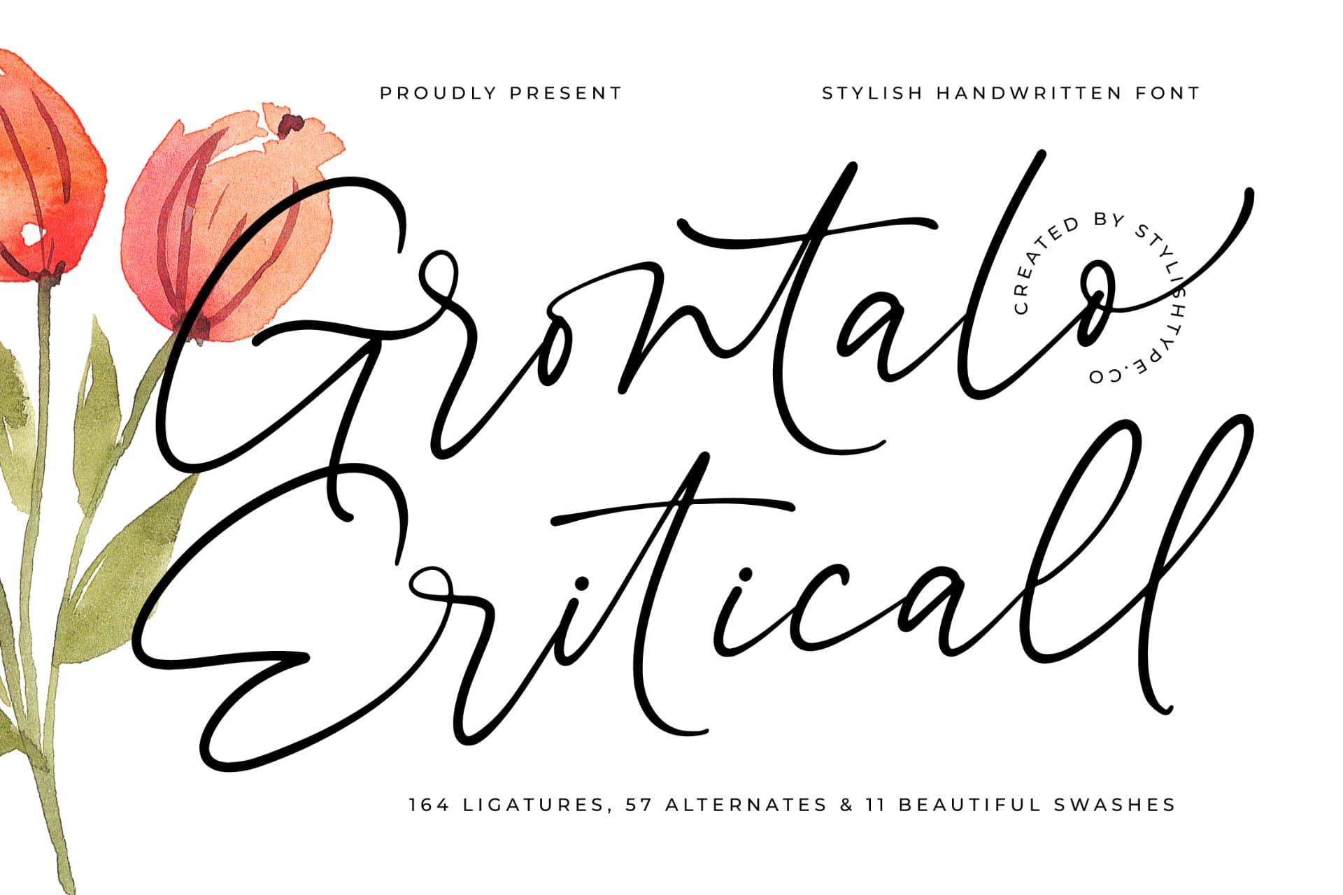 Preview of Grontalo Eriticall - Stylish Handwritten Font font