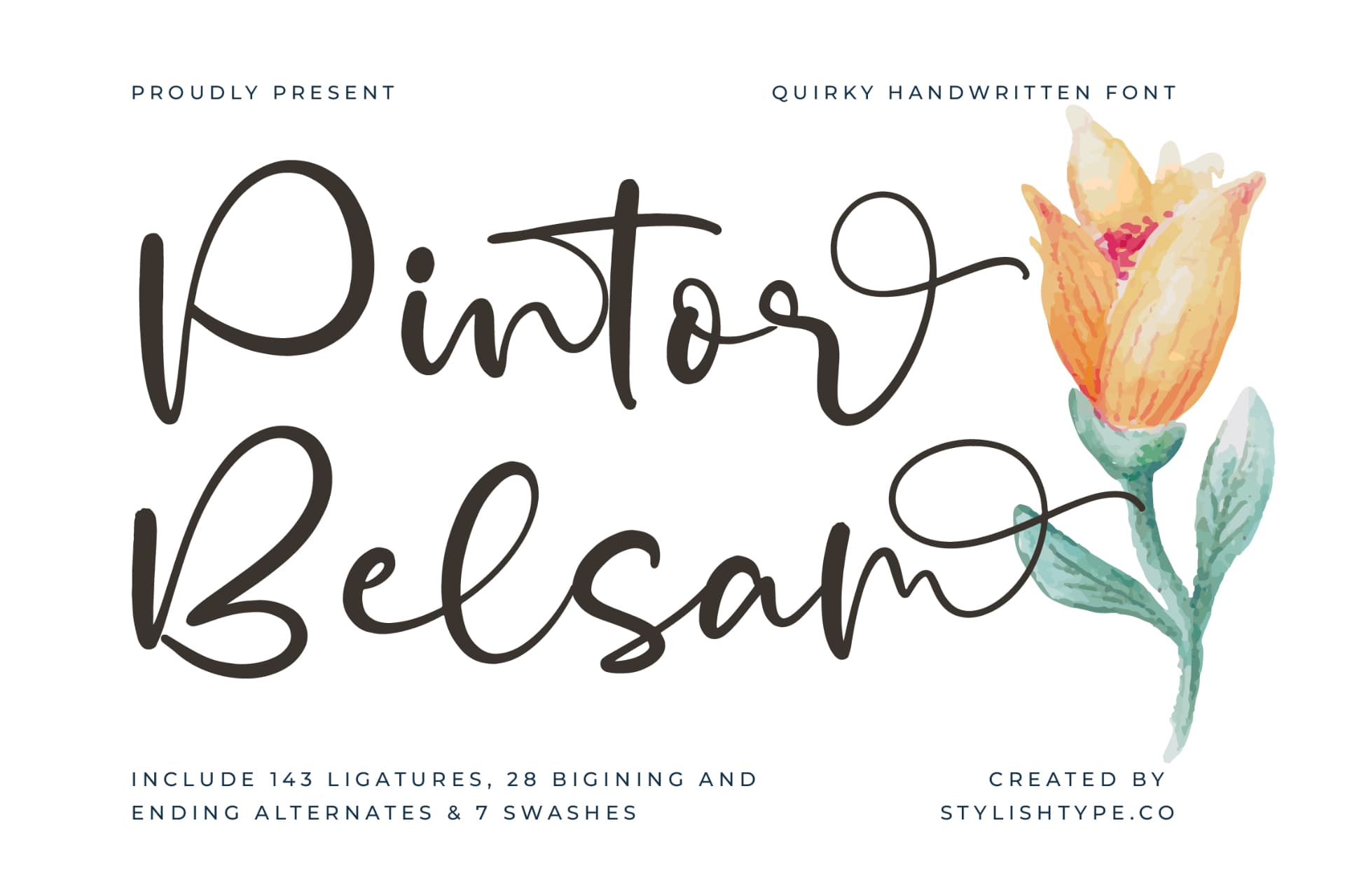 Preview of Pintor Belsam - Quirky Handwritten Font font