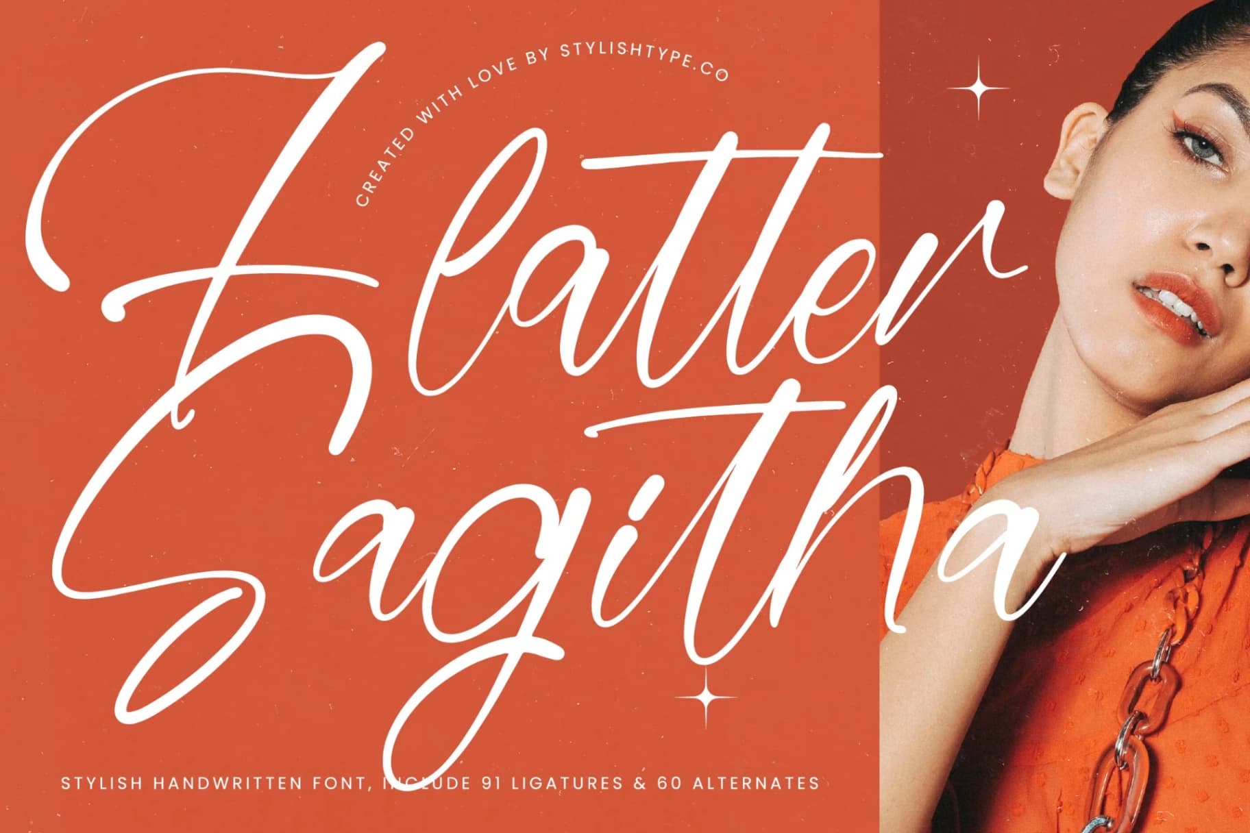 Preview of Flatter Sagitha - Stylish Handwritten Font font