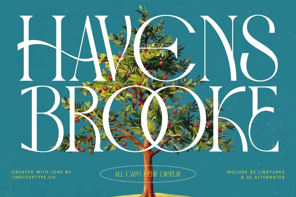Havens Brooke - All Caps Serif Display font preview