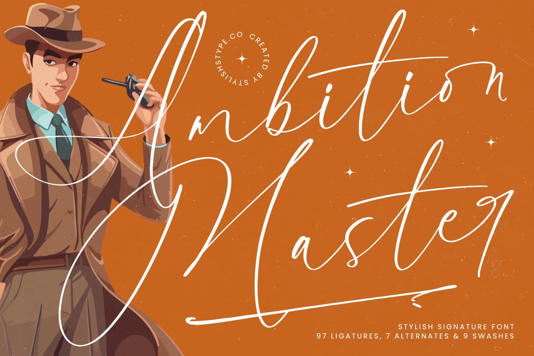 Preview of Ambition Master - Stylish Signature Font font