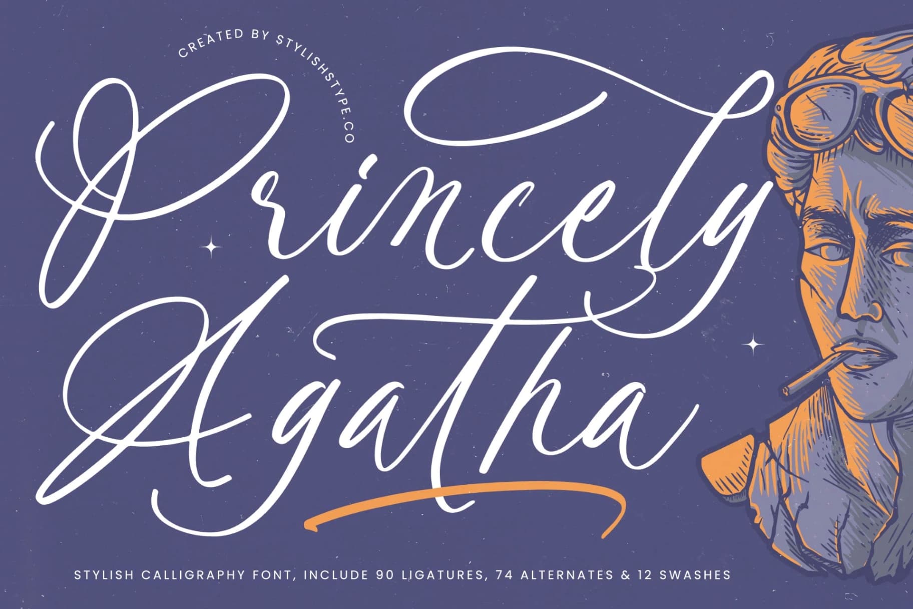 Preview of Princely Agatha - Stylish Calligraphy Font font