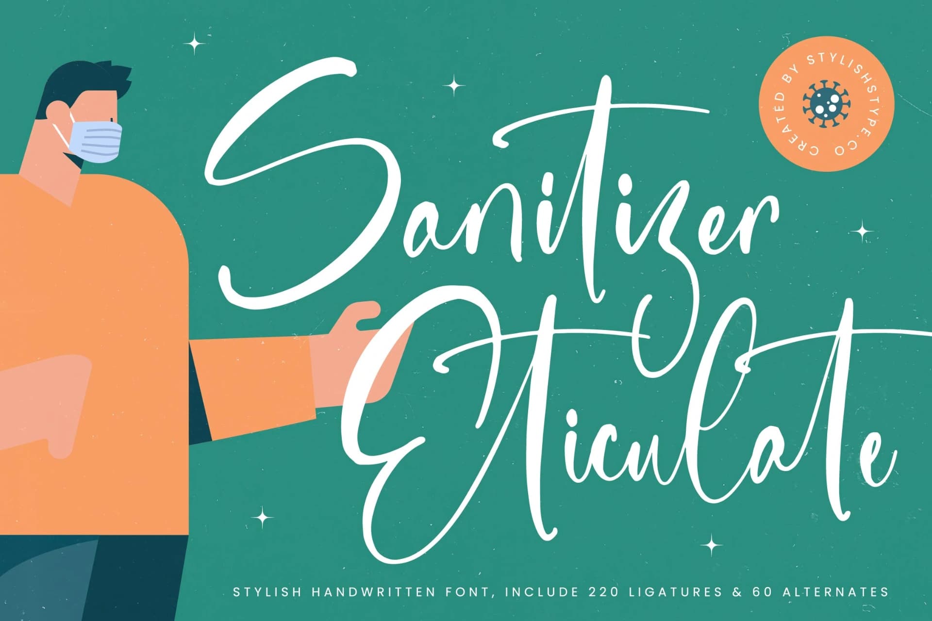 Preview of Sanitizer Eticulate - Stylish Handwritten Font font