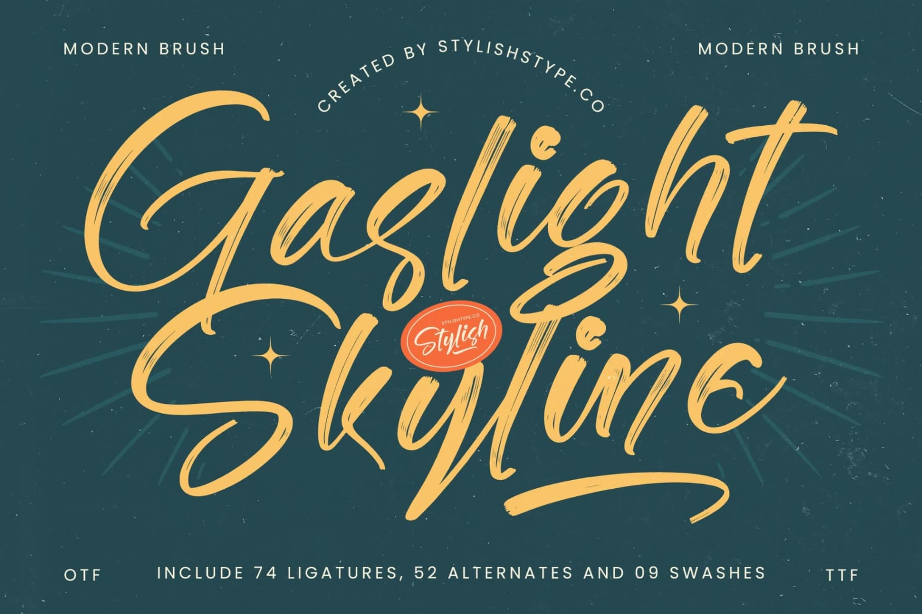 Preview of Gaslight Skyline - Modern Brush Font font