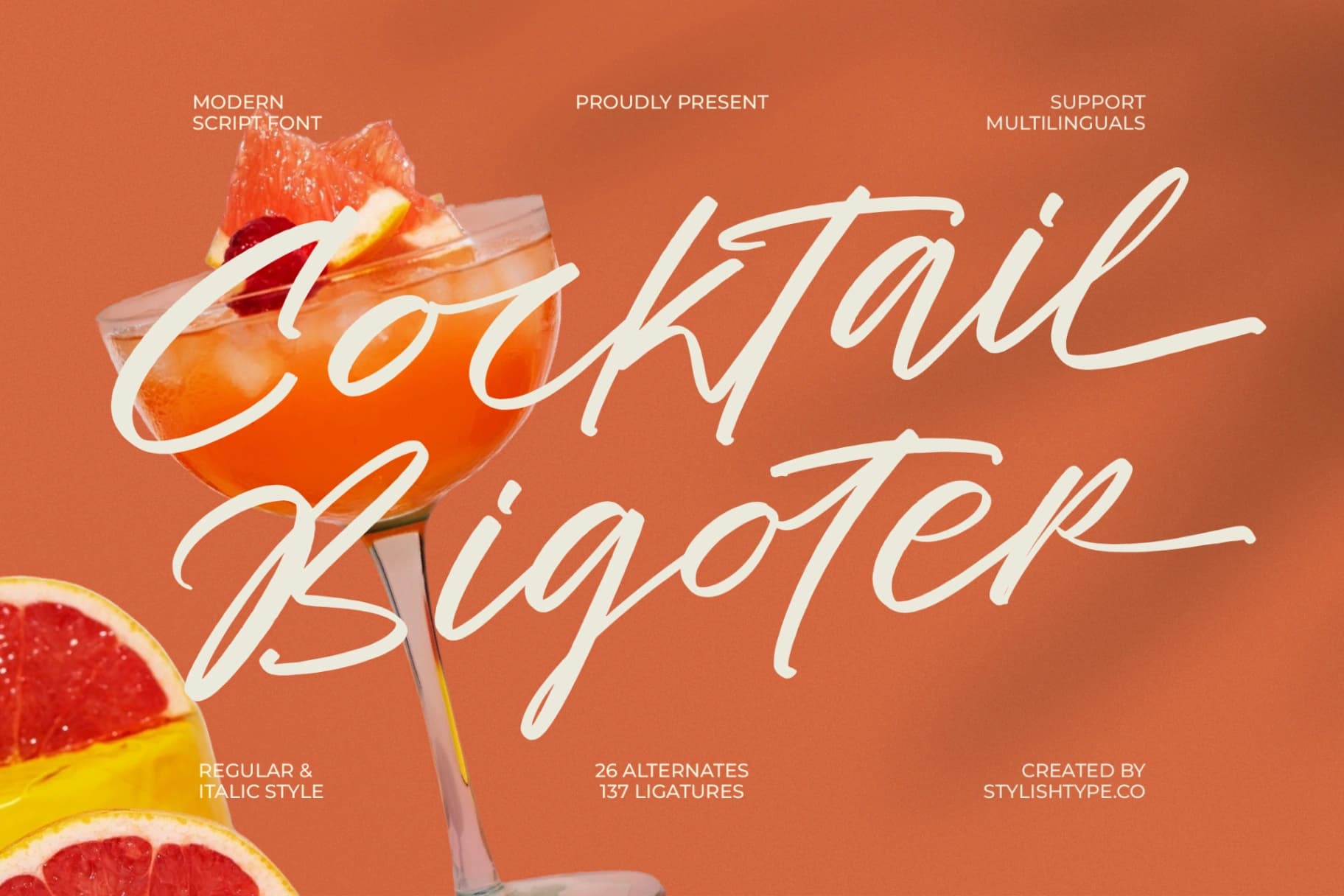 Preview of Cocktail Bigoter - Modern Script Font font