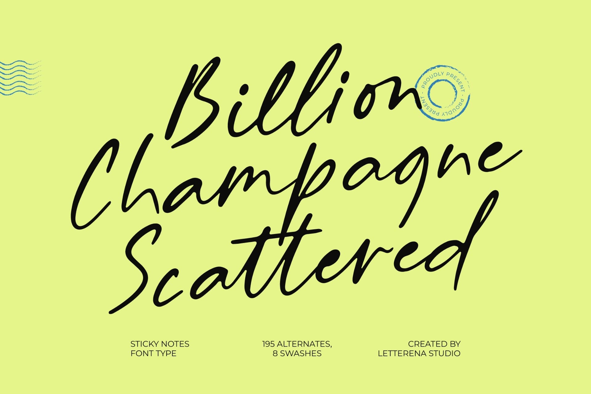 Preview 1 for Billion Champagne Scattered – Sticky Notes Font