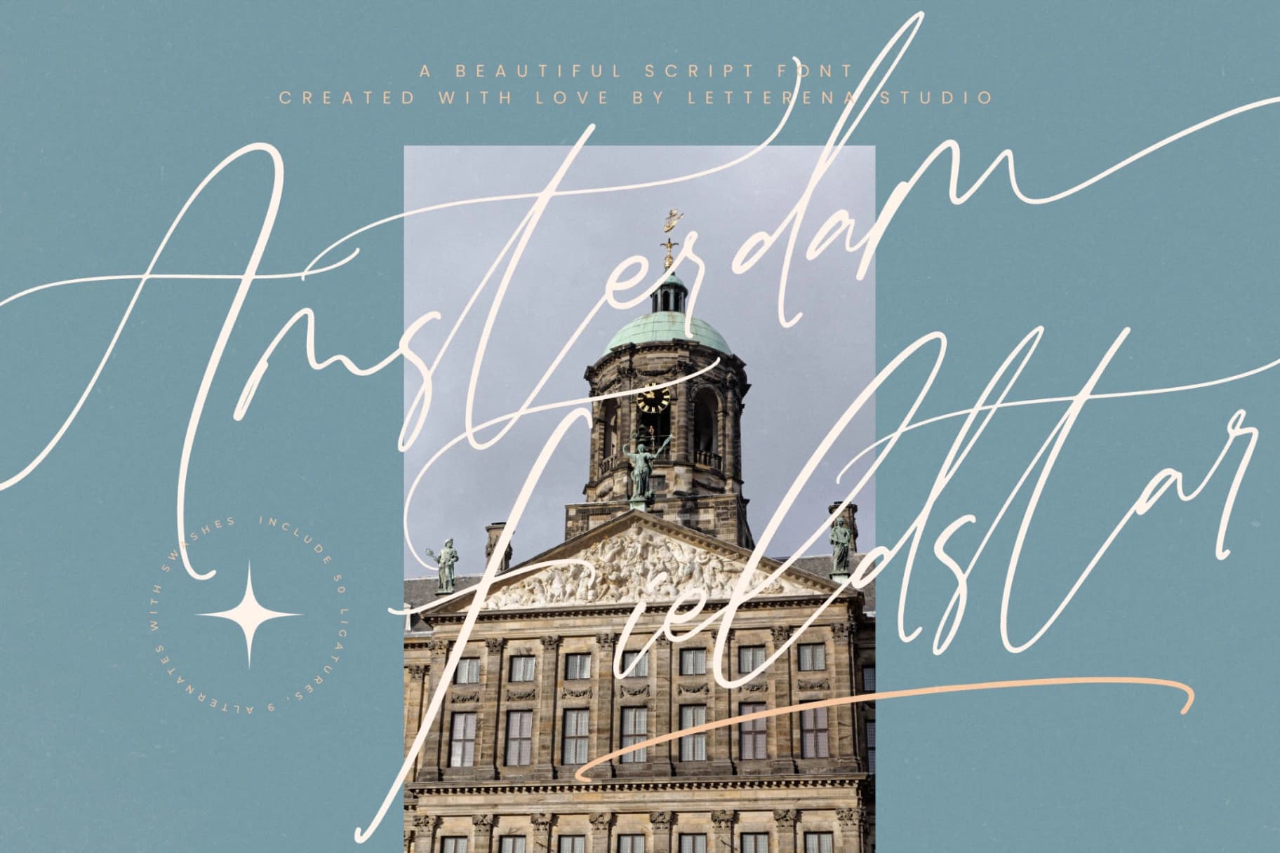 Preview 1 for Amsterdam Fieldstar – Beautiful Script Font