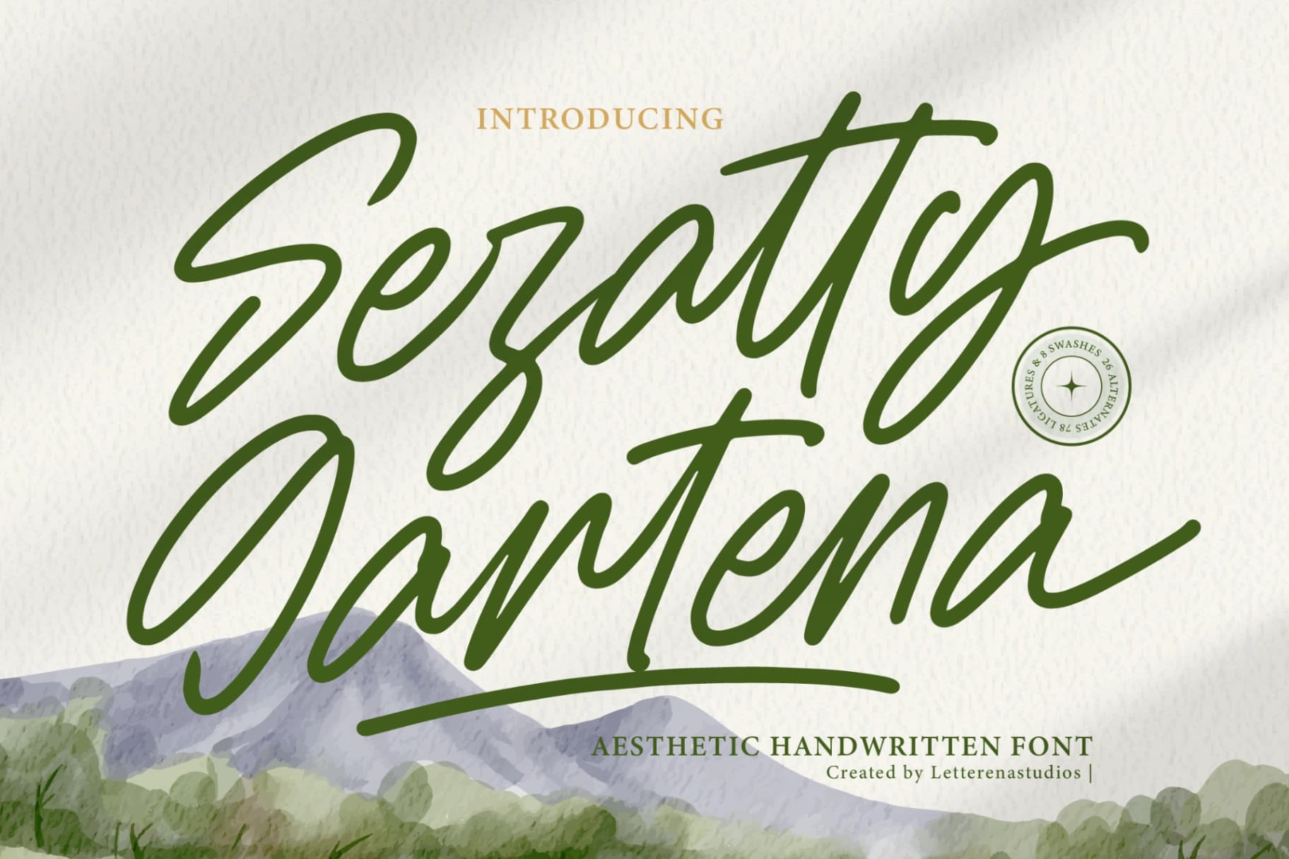 Preview of Sejatty Gartena - Aesthetic Handwritten Font font