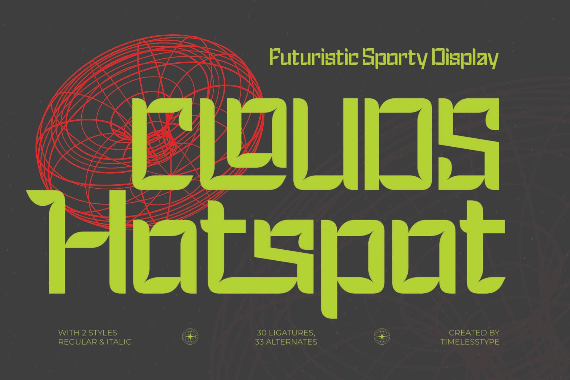 Preview of Clouds Hotspot - Futuristic Sporty Display font