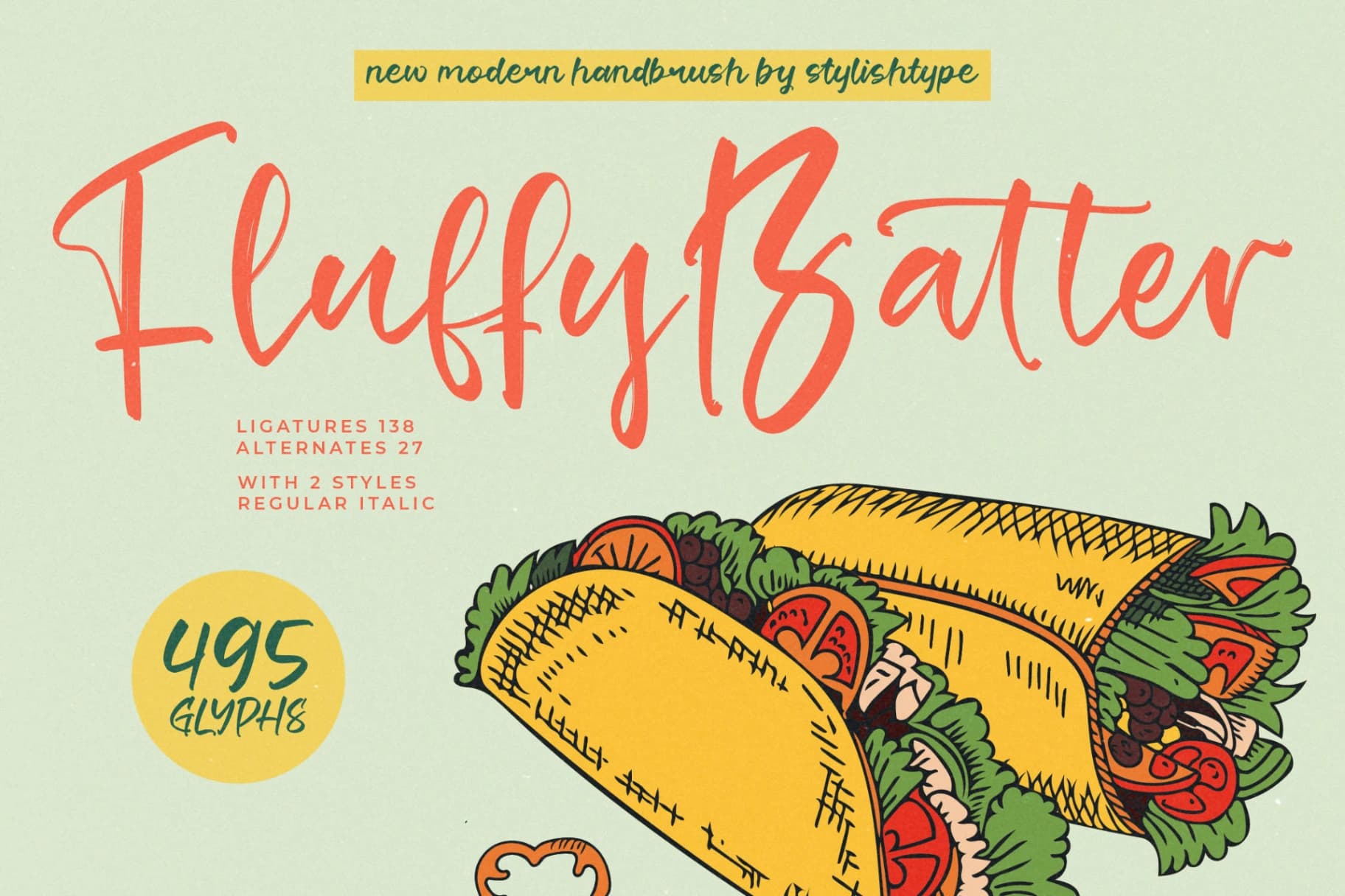 Preview of Fluffy Batter - Modern Handbrush Font font