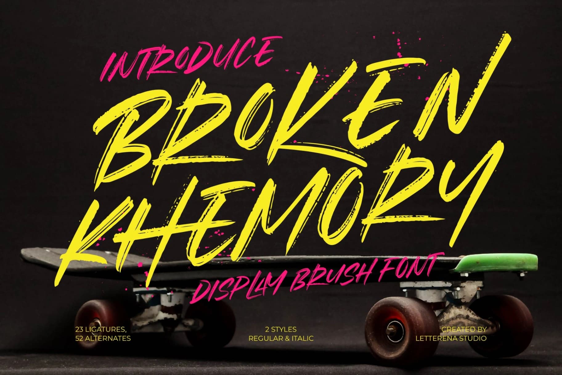 Preview of Broken Khemory – Display Brush Font font