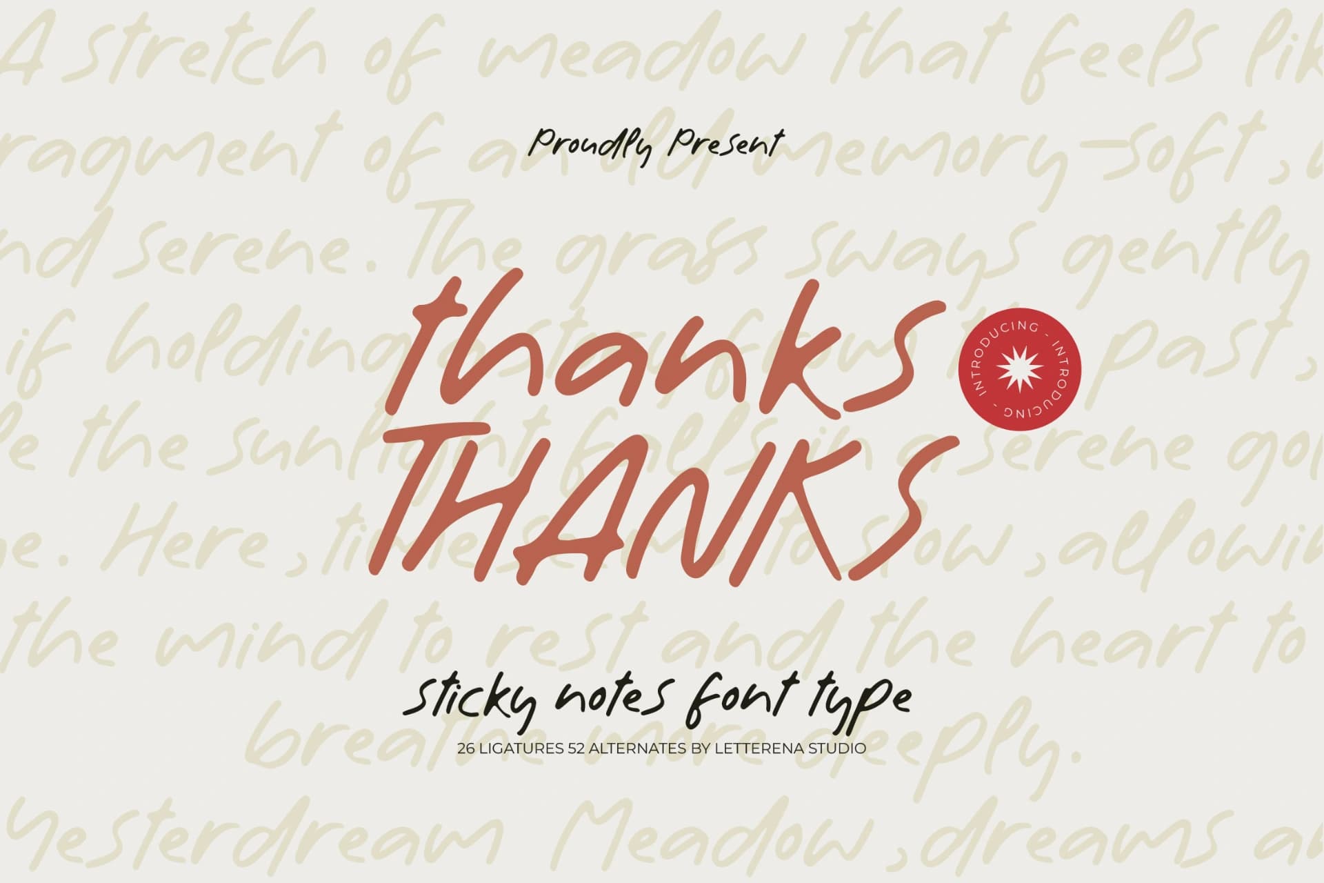 Preview 20 for Meadow Yesterdream - Sticky Notes Font Type