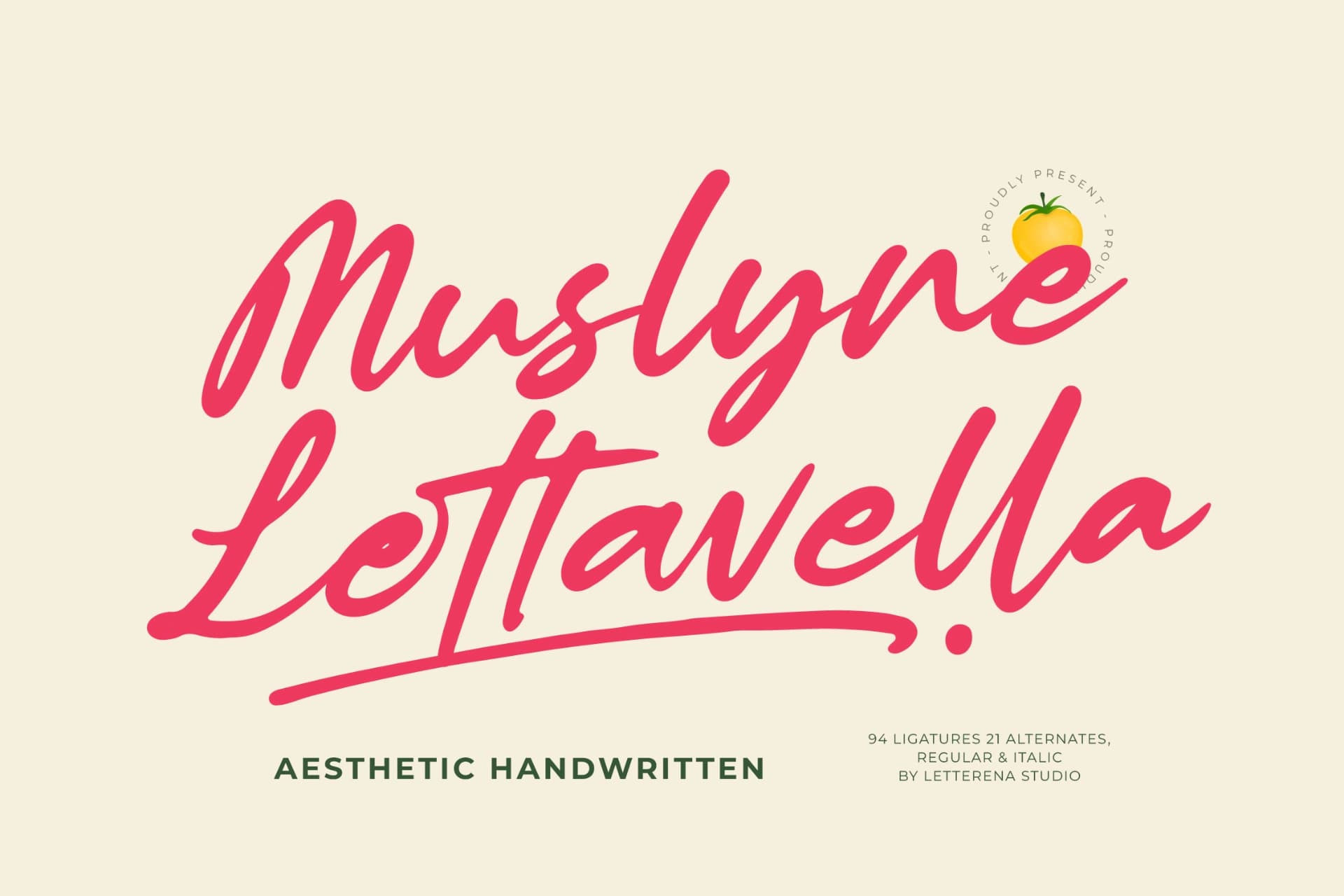 Preview of Muslyne Lettavella – Aesthetic Handwritten Font font