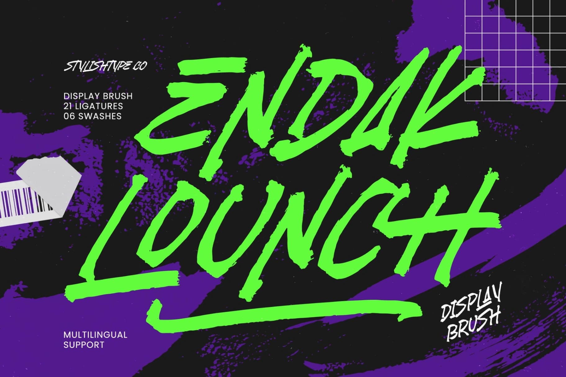Preview of Endak Lounch - Display Brush Font font