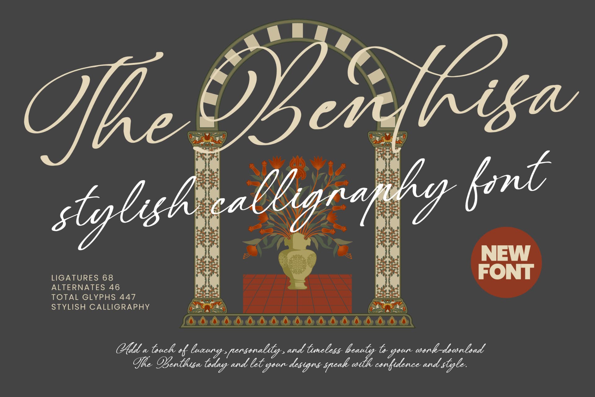 Preview of Benthisa - Stylish Calligraphy Font font