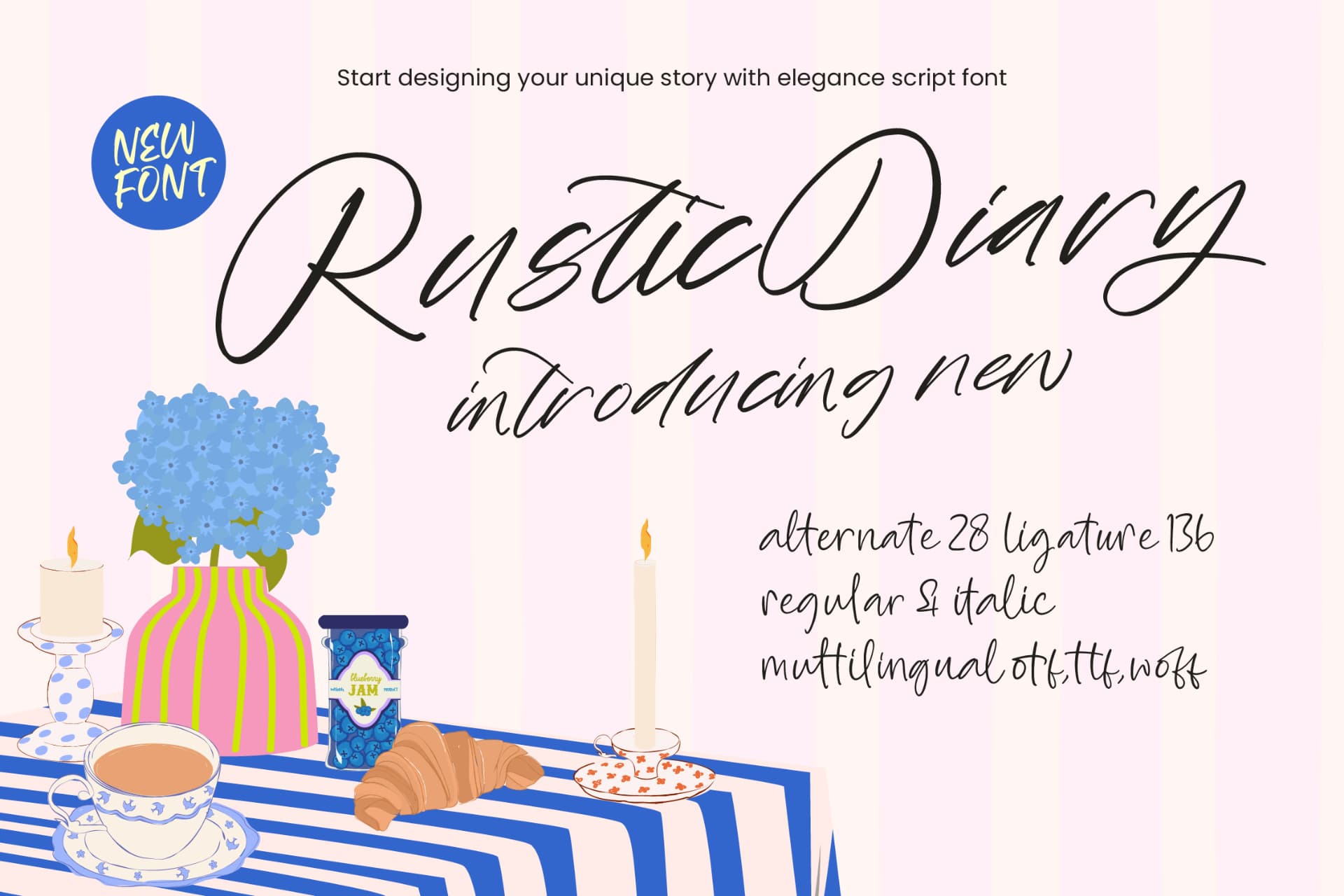 Preview of Rustic Diary - Elegant Script Font font