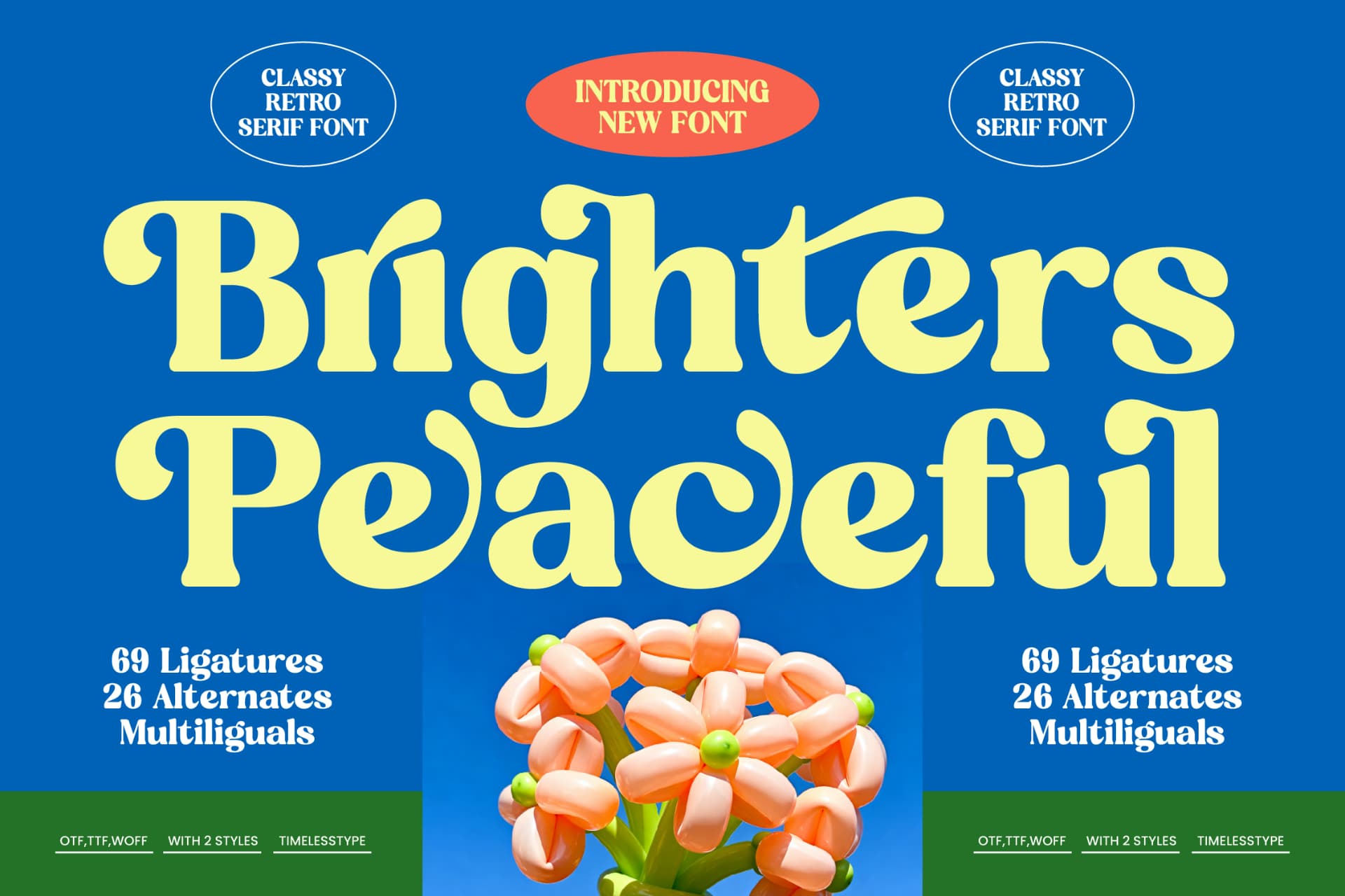Preview of Brighters Peaceful - Classy Retro Serif Font font