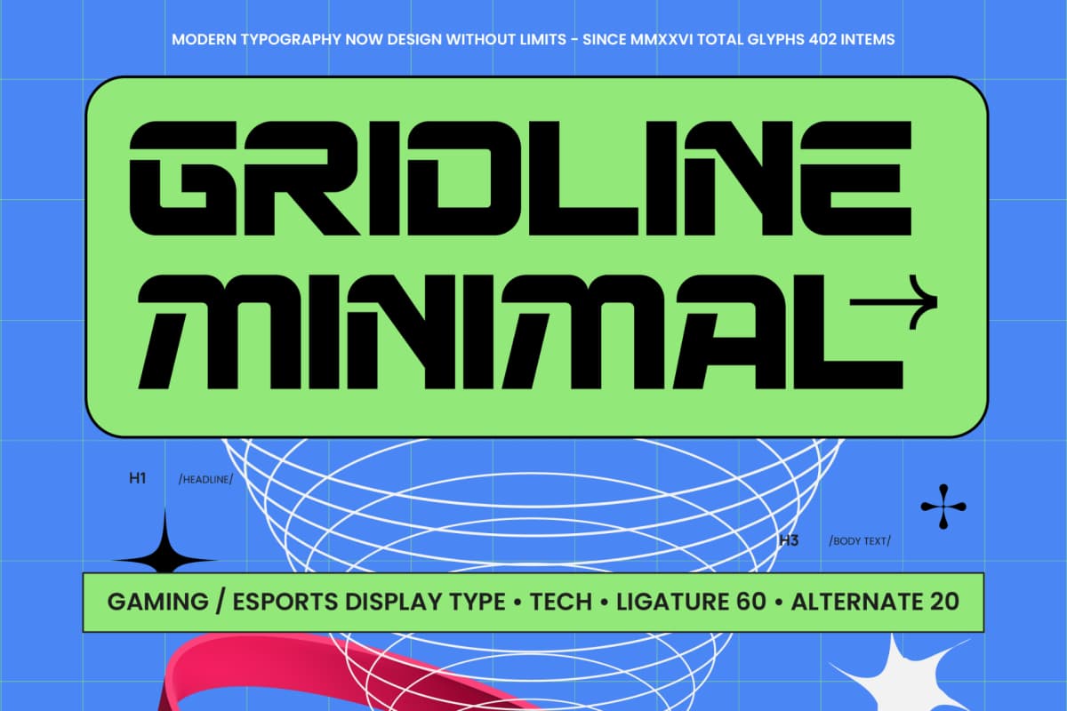 Gridline Minimal - Esports Display Type font preview