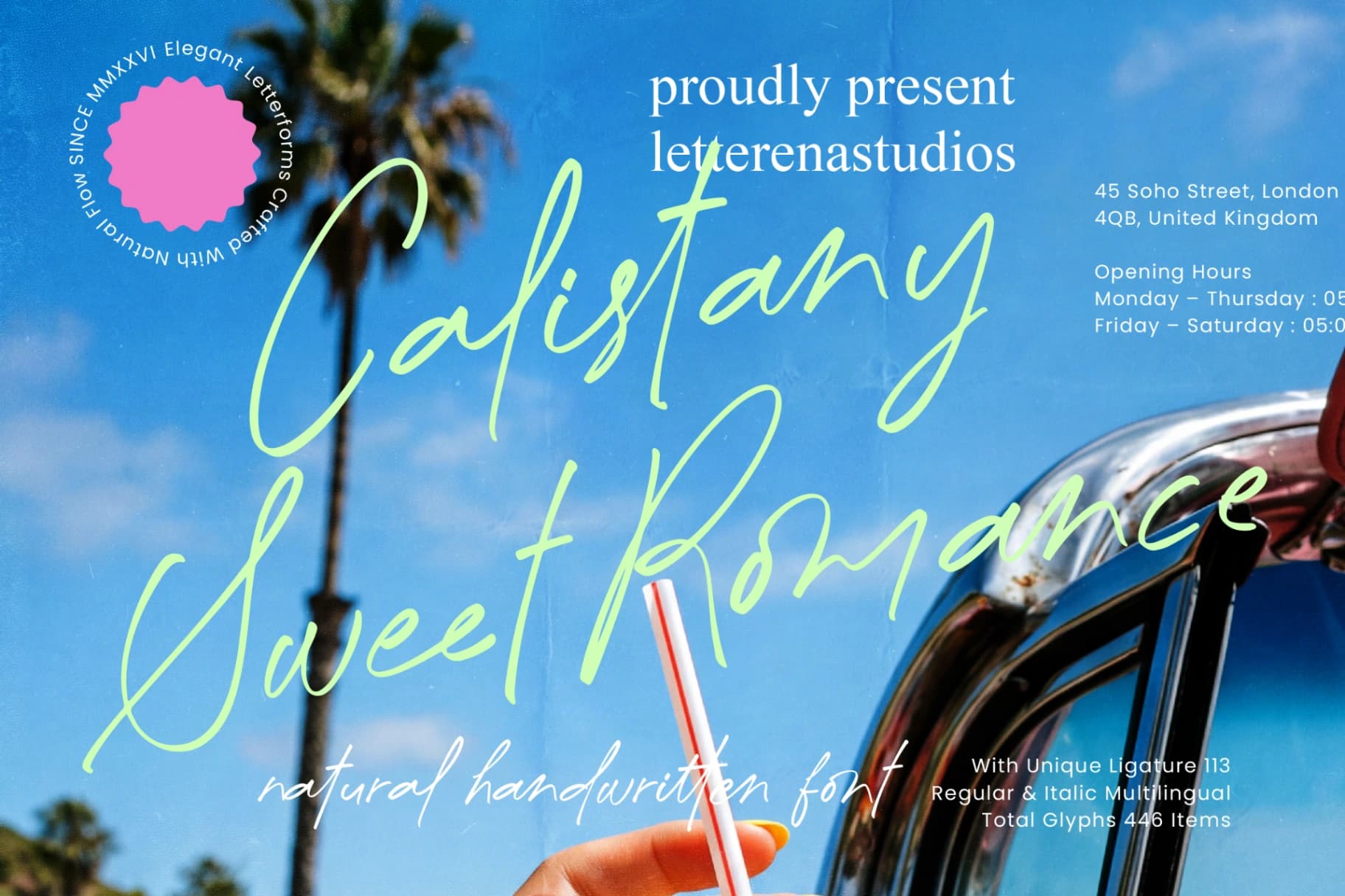 Preview of Calistany Sweet Romance - Natural Handwritten Font font
