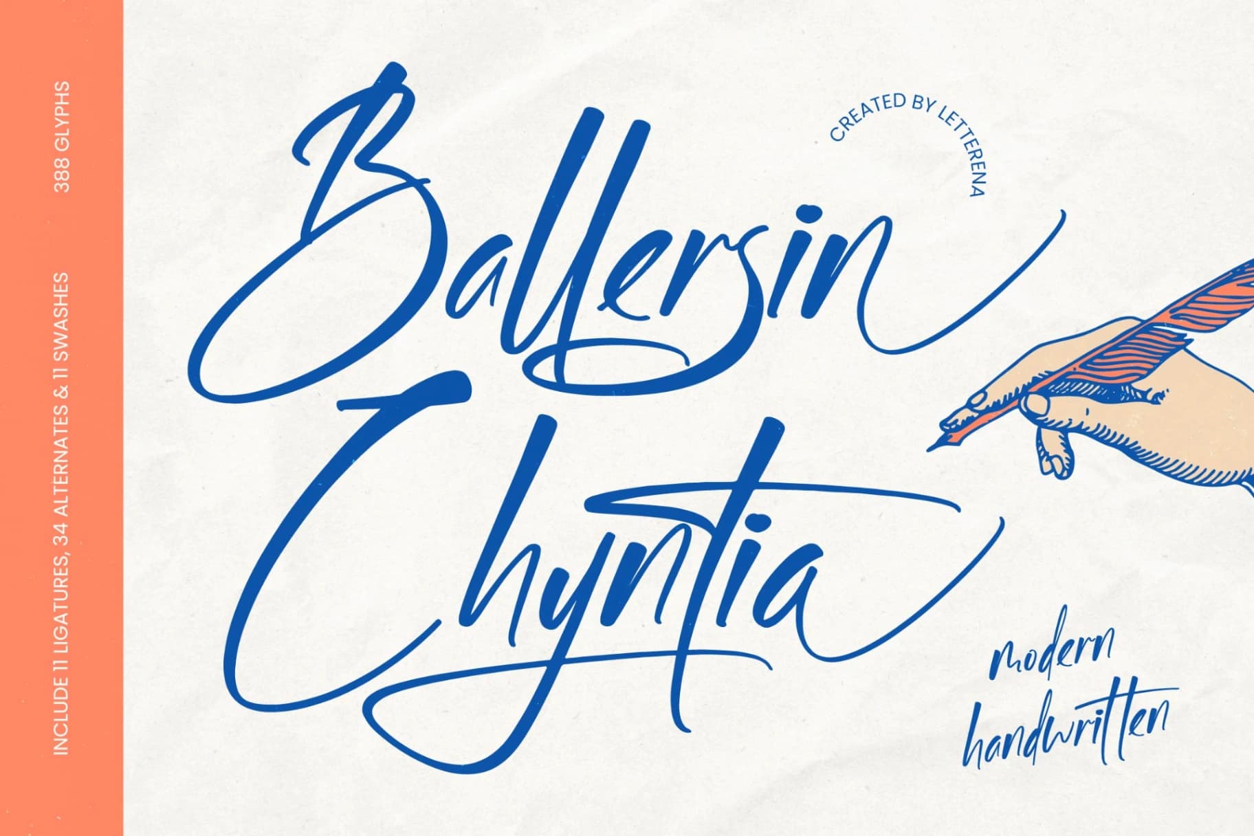 Preview of Ballersin Chyntia - Modern Handwritten font
