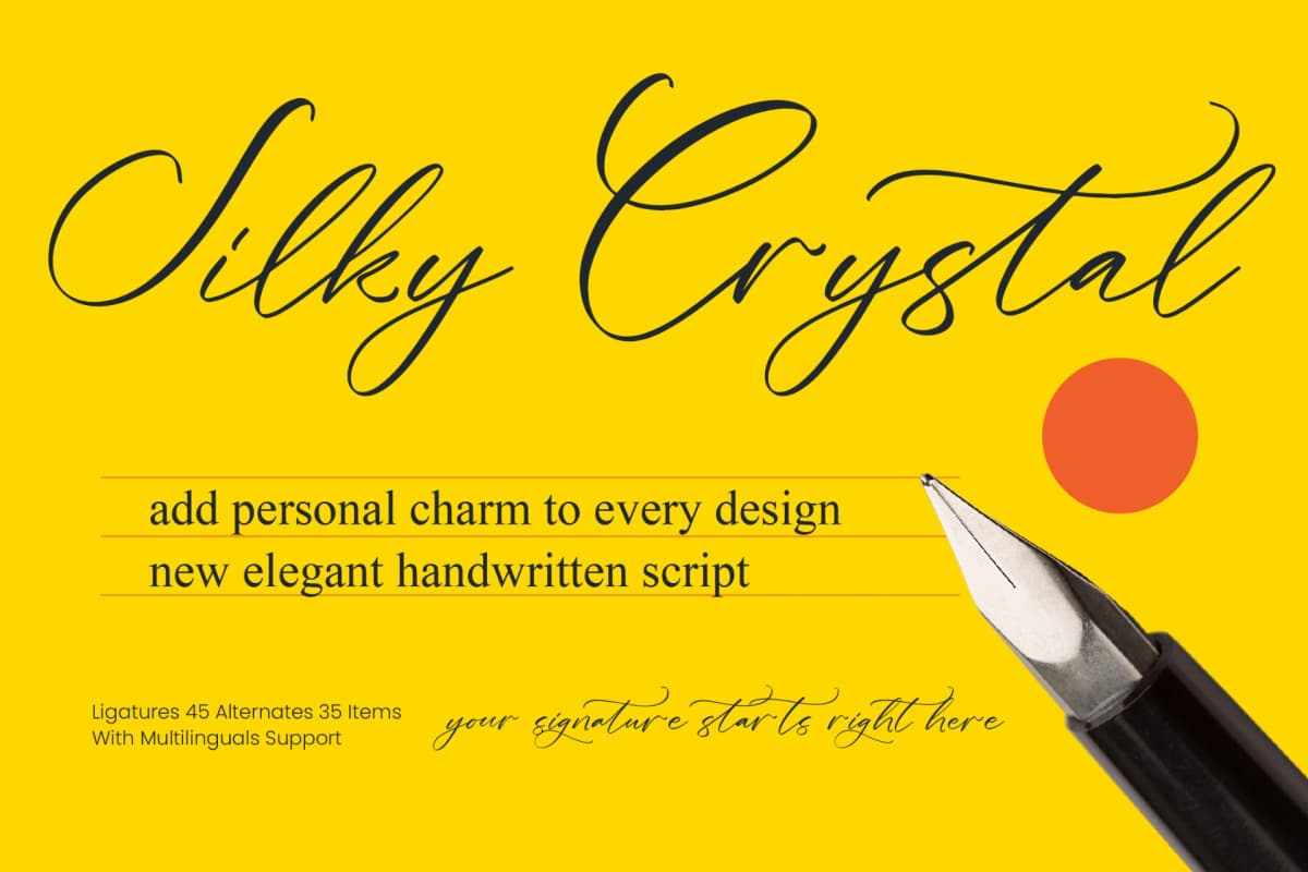 Silky Crystal - Elegant Handwritten Script font preview