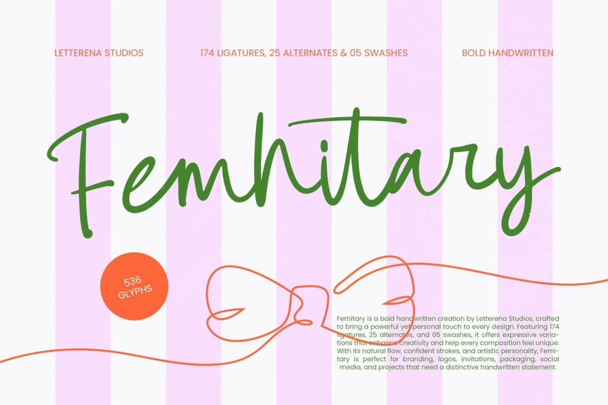 Preview 1 for Femhitary - Bold Handwritten Font