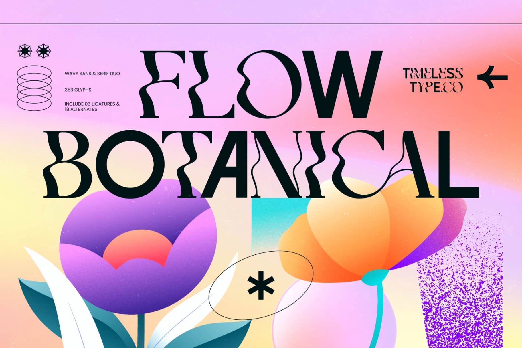 Preview of Flow Botanical - Wavy Sans & Serif Duo font